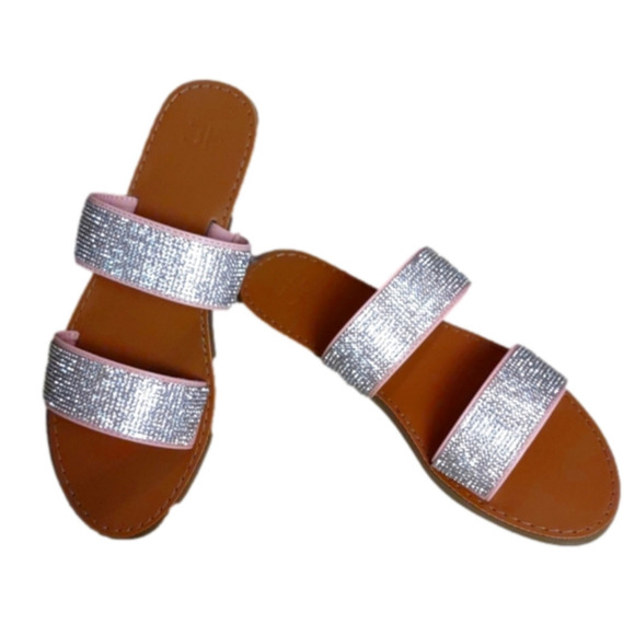 JUSTFAB "Cass" Pink w/Rhinestone Strap Sandals Size 7 BNIB - Picture 1 of 7